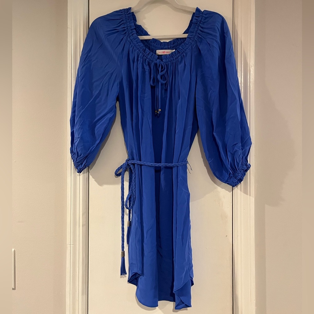 Blue Long Sleeve Dress with Belt | Size: S